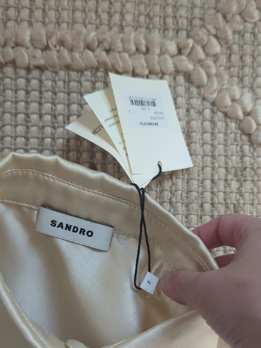 NWT Sandro Sleeveless Cropped Button-Up Top Cream Silk Blend Size (Size Medium) - Picture 4 of 4